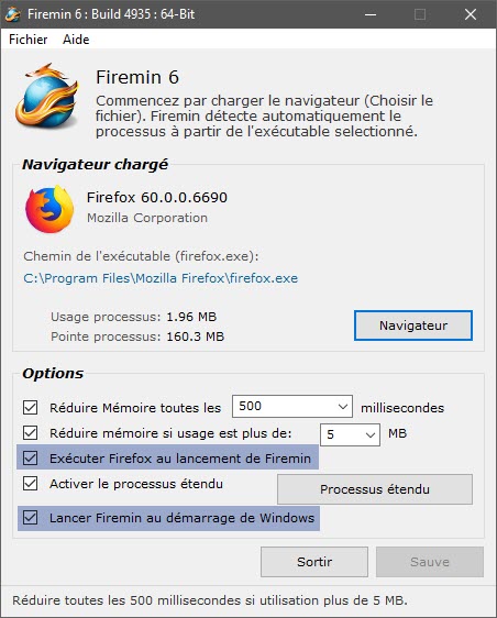 exécuter Firemin au démarrage de Windows 